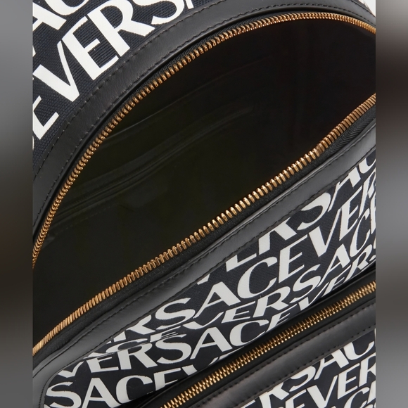 Versace Monogrammed Allover Backpack with Gold Hardware and Black Leather (NWT) - Picture 12 of 16